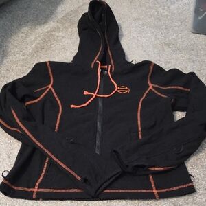 Harley-Davidson Black Hoodie with Orange Trim
